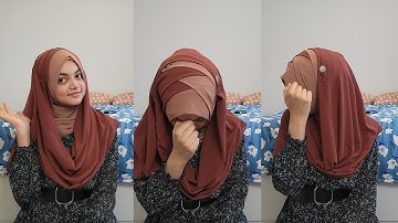 Criss Cross Hijab Style With Chiffon (Full Coverage) | Fancy | Trending Hijab Style