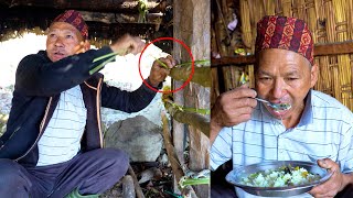 jungle man alone, his wife is ill @junglefamilycooking