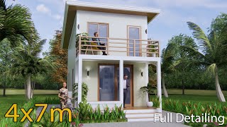 Small House Design 4x7 Meter House Plans 13x23 Feet 2 Beds 1 Bath Shed Roof