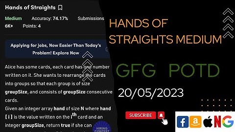 Hands of Straights Medium | |  @gfg @CodeThurst @leetcode