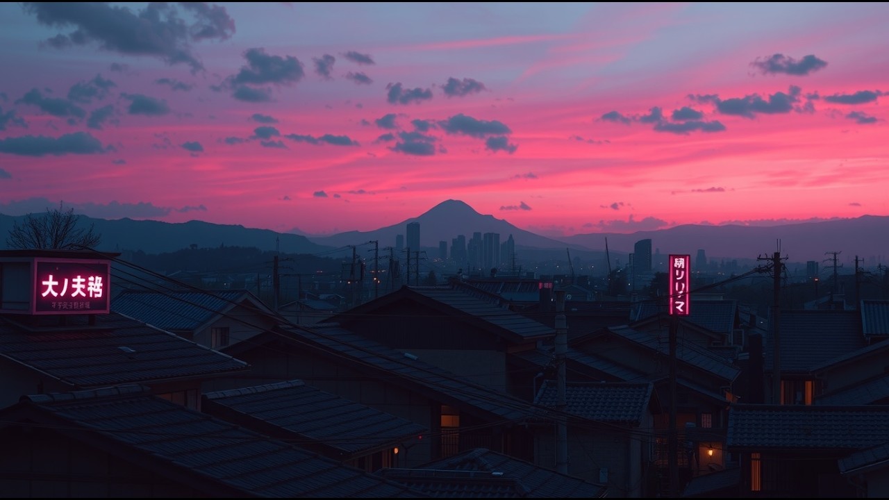 Neon City Rain Lofi • Warm Window Lights at Dusk in Tokyo