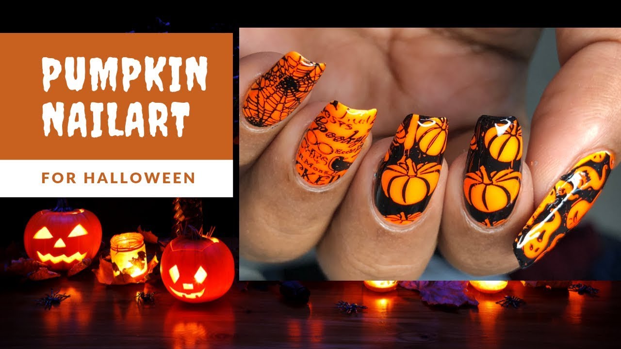 PUMPKIN NAIL ART FOR HALLOWEEN STAMPING NAILART 2019 YouTube