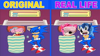 Sonic can't sleep too cold Amy helps - Sonic The Hedgehog 3 Animation | Sonic Original vs PlushToys