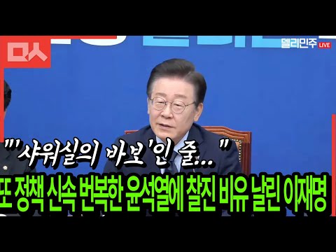 &amp;quot; 또 정책 신속 번복한 <strong>윤석열에</strong> 찰진 비유 날린 이재명