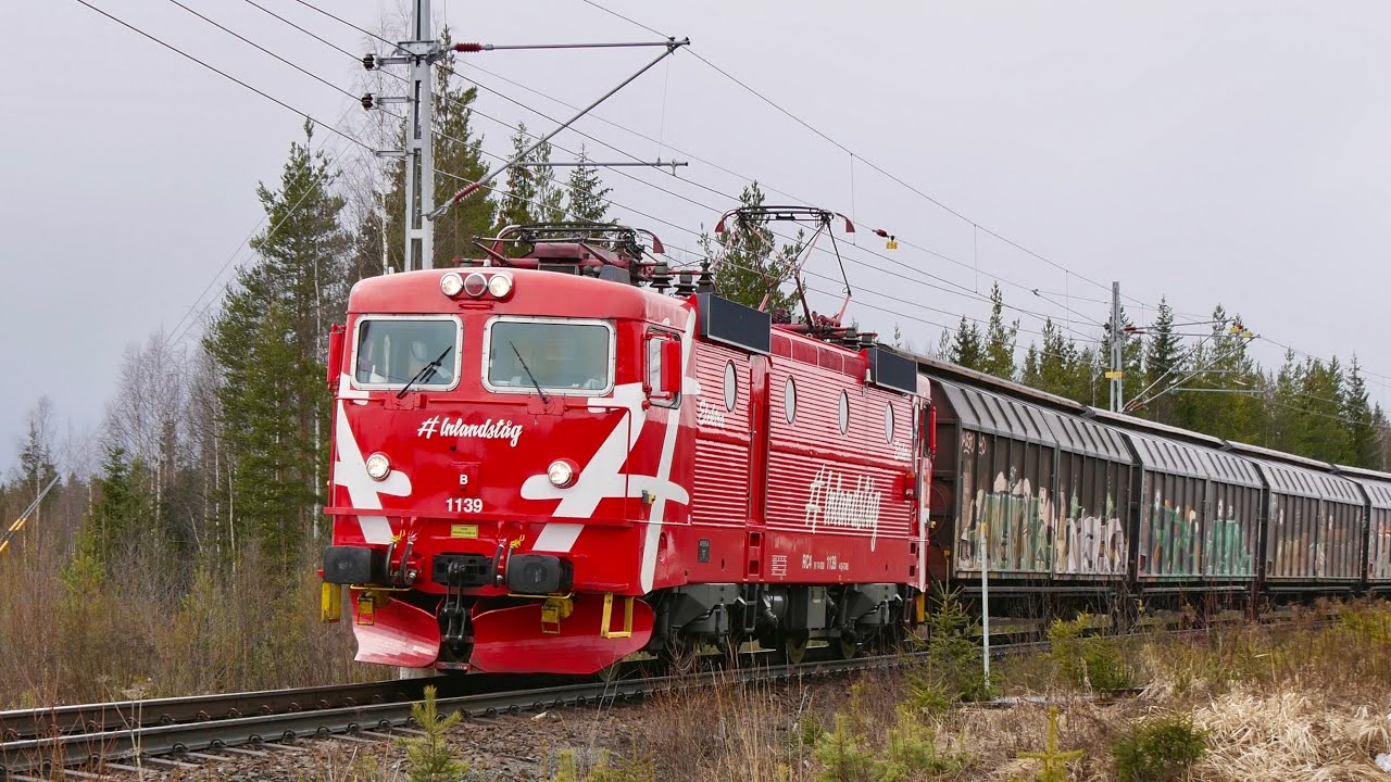 Tåg vid Ånge godsbangård och station - April 2022