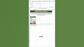 Excel Transpose Formula Tutorial! 🔄💼 #ExcelTips #TransposeFormula #DataManipulation #shorts