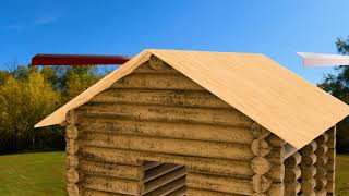 "Wooden house with a soft roof - 3D construction animation" screenshot 5