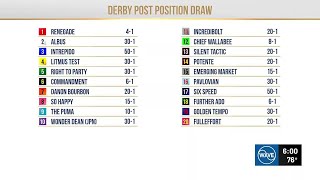 Post positions drawn for 152nd running of Kentucky Oaks, Derby