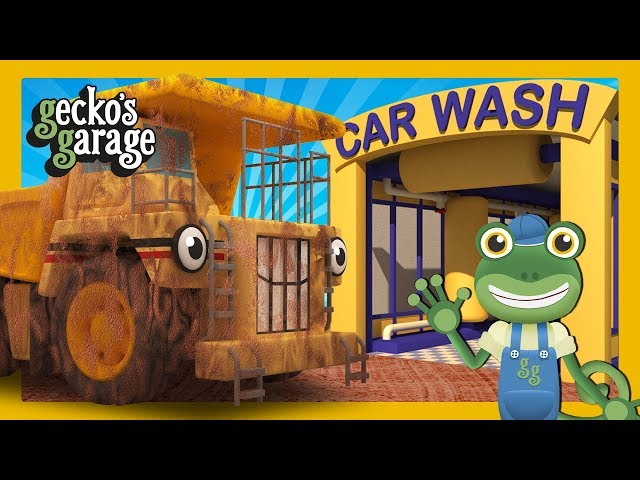 Dirty Diggers & Dump Trucks in the Car Wash | Gecko's Garage | Truck Cartoons For Children class=