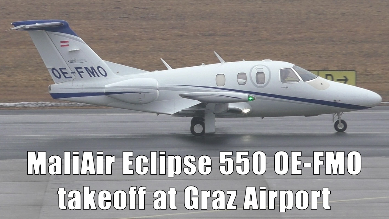 MaliAir Eclipse 550 takeoff at Graz Airport | OE-FMO