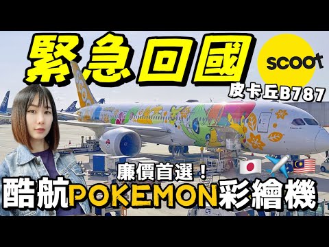 緊急回國！體驗最佳長途廉價航空寶可夢「酷航Scoot」✈️飛機餐吃什麽？日本飛馬來西亞波音787~長途機必備品│feat.云極光VPN│Kodootv