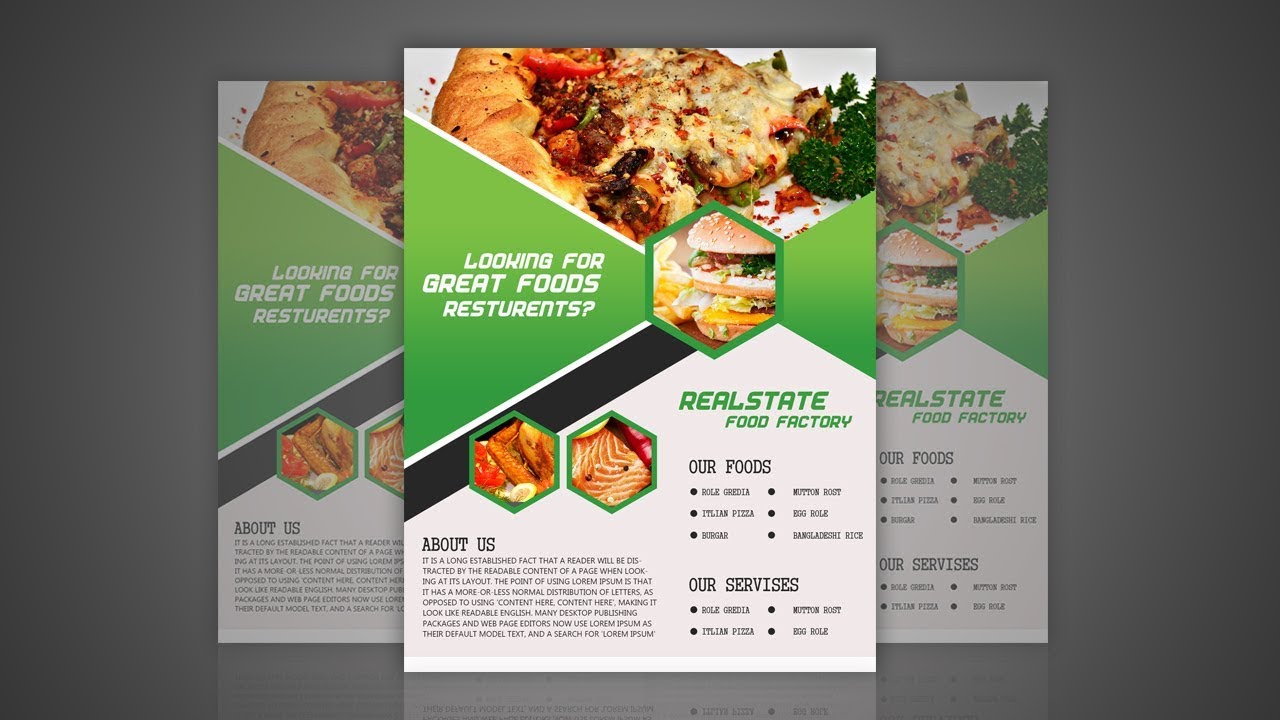 Food Flyer Design For Restaurant Photoshop Tutorial Youtube