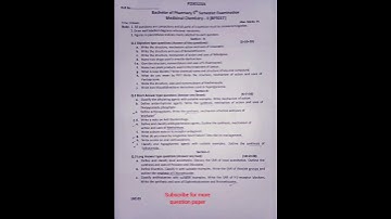 Medicinal chemistry-ll question paper 5th semester  B pharma Era university