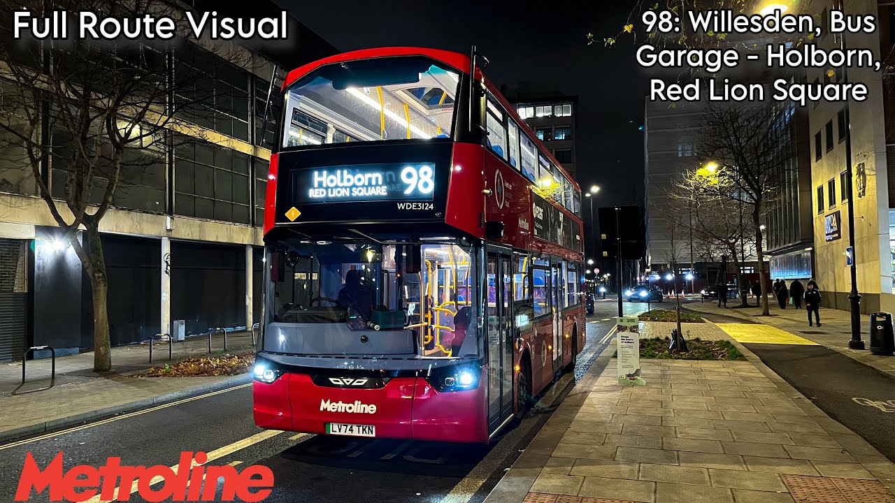 Визуализация маршрута | Лондонский автобусный маршрут 98: Автобусный парк Уиллесден - Холборн | W...