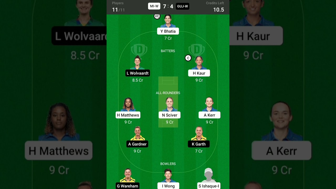 mi-w vs guj-w dream11 team prediction today short video 