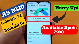 OPPO A9 2020 ColorOS 7.1 + Android 10 Update | Available Spots