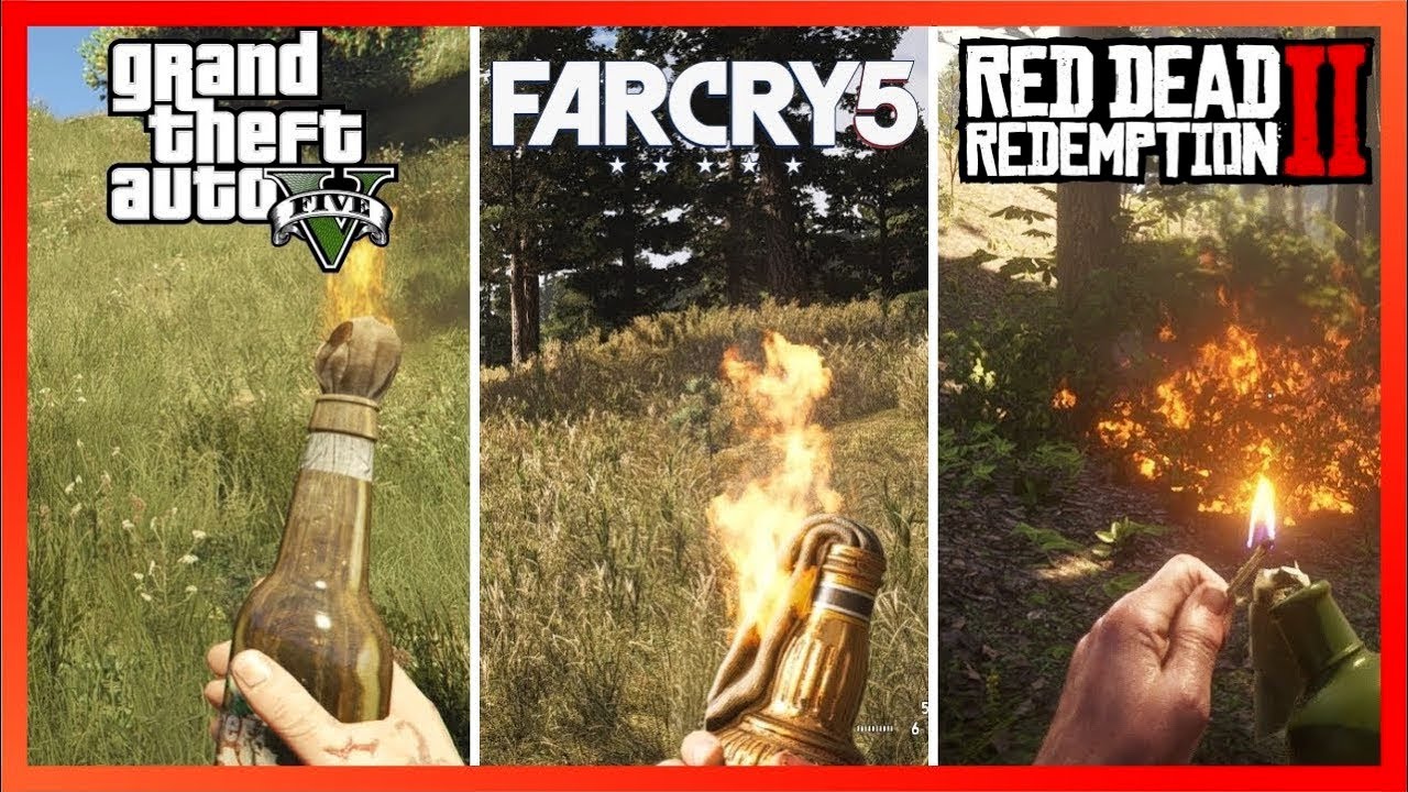 Molotov Impact on Grass and bushes in 9 OpenWorld Games