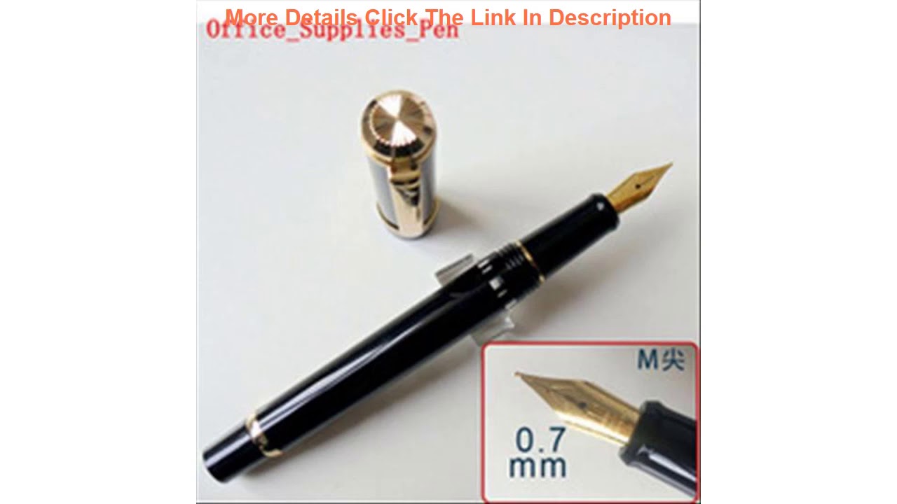Deal 2020 Model Wing Sung 698 Piston Black Fountain Pen M Nib Golden Clip Business Stationery Offic