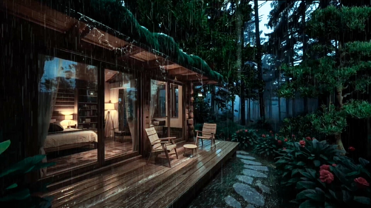 Heavy Rain on Glass Window ⛈️ Deep Forest Rain for Sleep & Relaxation