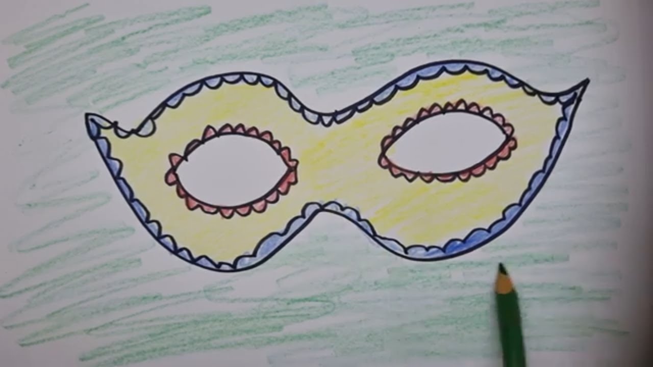 איך מציירים מסכה לפורים בצורת משקפיים | ציור של פורים - YouTube