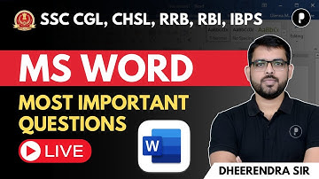 MS Word | Important Questions | SSC CGL , Bank Exams & CHSL by Dheerendra Sir