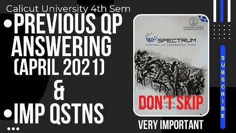 Previous Question Paper Answering|Important Questions|Spectrum|4th Sem|