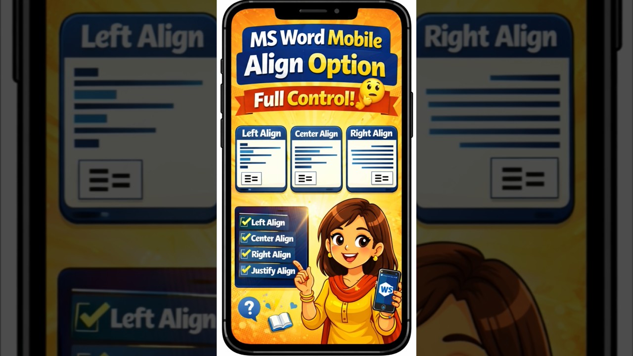 Text Align ka Full Control 😱 | MS Word Mobile Align Option 