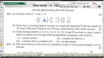 Class 10 Maths ICSE Question Paper 2018 || Q.No. 1 ||