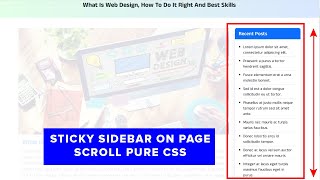 Create sticky sidebar on scroll With css | side bar fixed kare kare on scroll | How to fixed sidebar