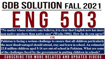 ENG503 GDB No.1 Solution Fall 2021 by Tanveer Online Academy || GDB ENG503 Solution Fall 2021