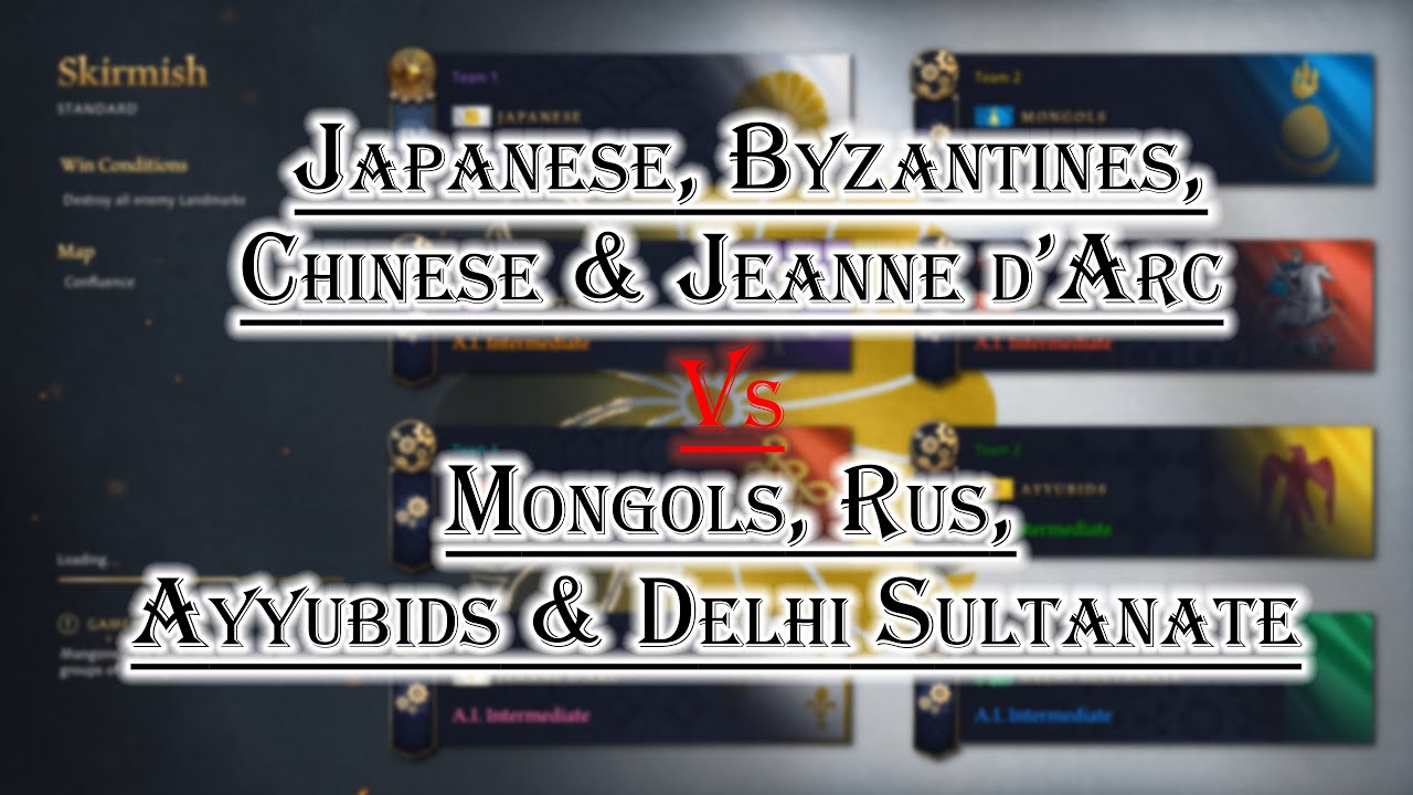 Japanese, Byzantine, Chinese & d'Arc vs Mongols, Rus, Ayyubids & Sultanate - Age of Empires IV