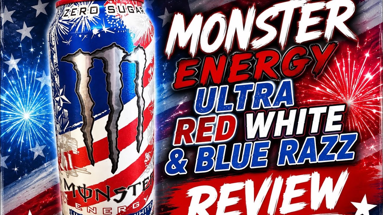 White Razz Monster Energy Ultra Red White & Blue Razz review - YouTube