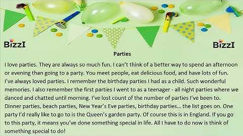 BIZZI ENGLISH | LUYỆN NGHE THEO CHỦ ĐỀ - PARTIES (CÁC BỮA TIỆC)