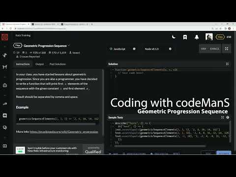 Codewars 7 kyu Geometric Progression Sequence Javascript