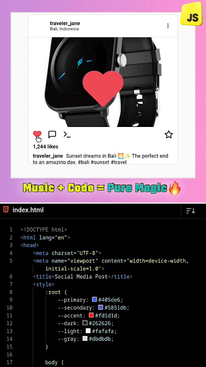 🚀 Build an Instagram-LIKE Post Card with HTML, CSS & JS in SECONDS! #Shorts #devziaul