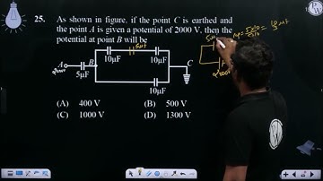 As shown in figure, if the point C is earthed and the point A is given a potential of 2000 V, th....