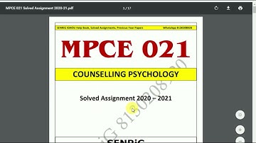 MPCE 021 Solved Assignment 2020-21 | Counselling Psychology | IGNOU Solved Assignment