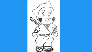 How to draw Shinzo Hattori |easy way to draw Shinzo Hattori #cartoondrawing #blackart #ninja