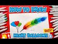 How to draw😄#How⁉️to draw heart❤️ balloons with feather🪶 drawing #artvideo #creativeart#easydrawing