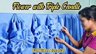 FLOWER WITH TRIPLE CANDLE FULL VIDEO TUTORIAL TABLE SKIRTING DESIGN IDEA#table #tabledecor #diy