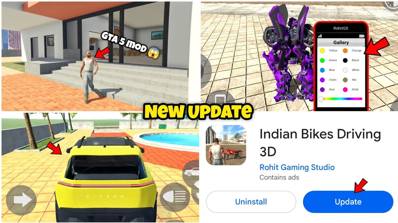 Indian Bike Driving 3D New Update! | Gta 5 Mod😱+ Robot Colour Change Feature😍 | New Update 