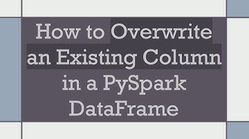 How to Overwrite an Existing Column in a PySpark DataFrame