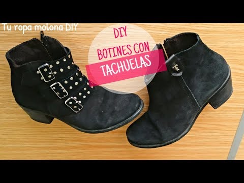 DIY BOTINES CON TACHUELAS - YouTube