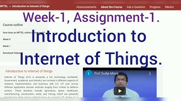 NPTEL || IOT || Week 1, Assignment 1 || Introduction to internet of things || Swayam || 2021 ||