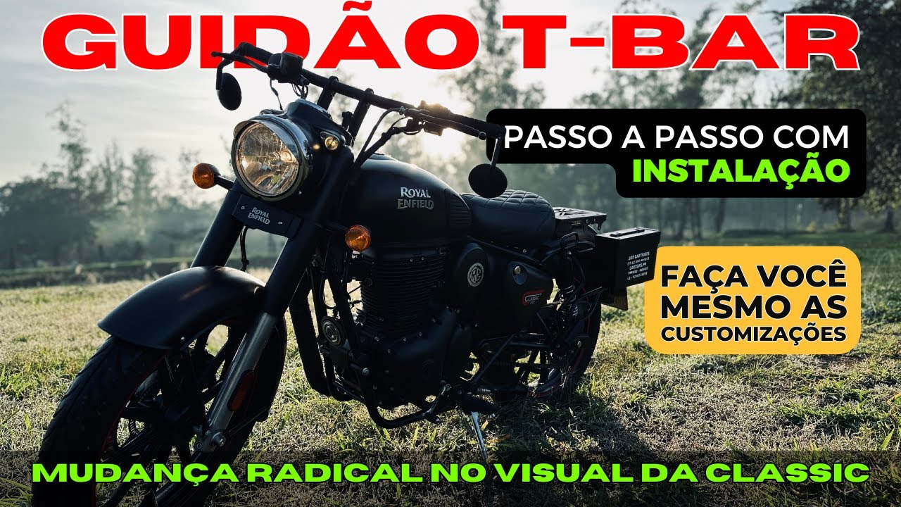 Guidão T-Bar Vardenchi Instalando na Royal Classic 350