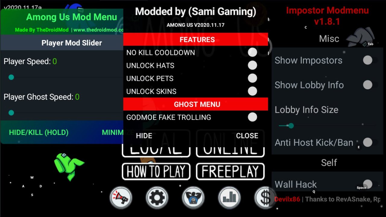 AMONG US MOD MENU, ALWAYS IMPOSTOR, NOCLIP!! [Steam/Cracked PC