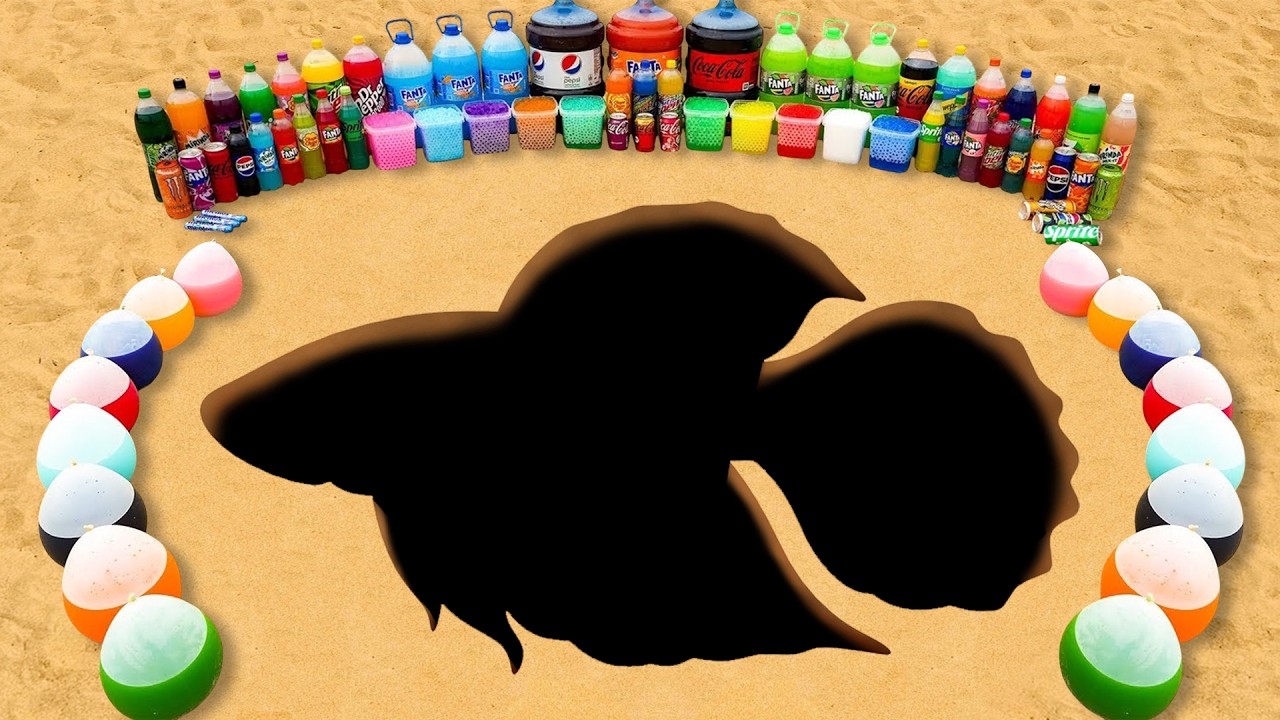 Как сделать радужную рыбку из воздушных шариков с Fanta, Chupa Chups, Fanta, 7UP, Coca-Cola и Mentos