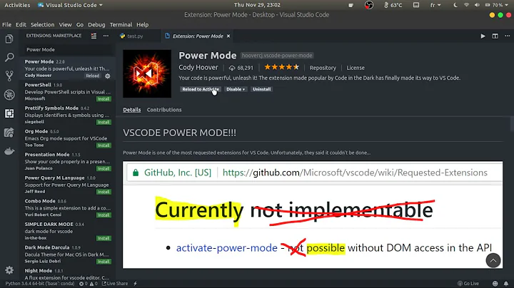 Power Mode Extension visual studio code