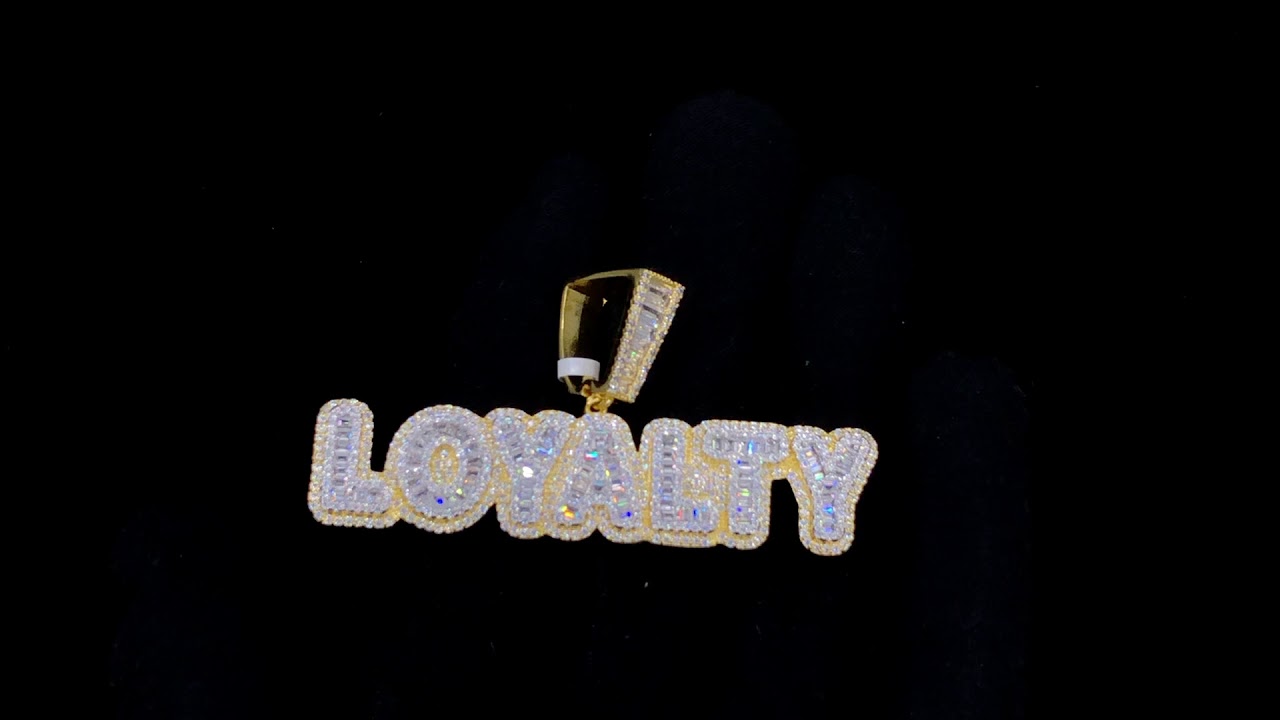 Gold Loyalty Baguette VVS CZ Hip Hop Bling Bling Pendant | Bust Down Iced Out Jewelry