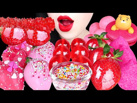 ASMR BIG BALL ICE, ROCK CANDY, STRAWBERRY TANGHULU, MARSHMALLOW , CHCOLATE, JELLY EATING SOUNDS 먹방